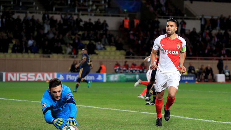 Hugo Lloris saved a first-half penalty from Radamel Falcao