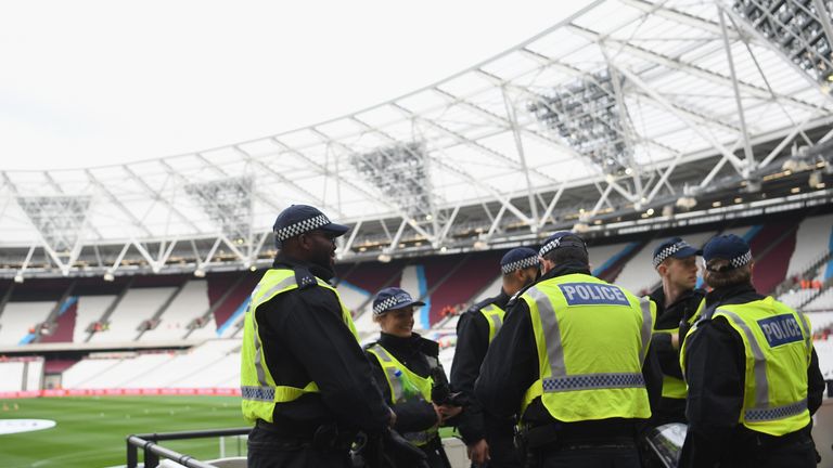 Policing measures inside the stadium prior to the match
