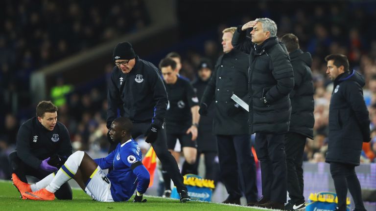 Bolasie suffered receives treatment on the pitch 