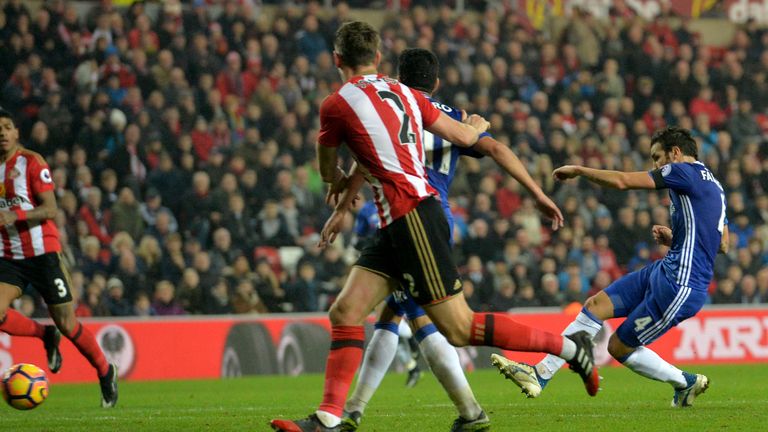 Chelsea's Cesc Fabregas scores his side's goal at Sunderland