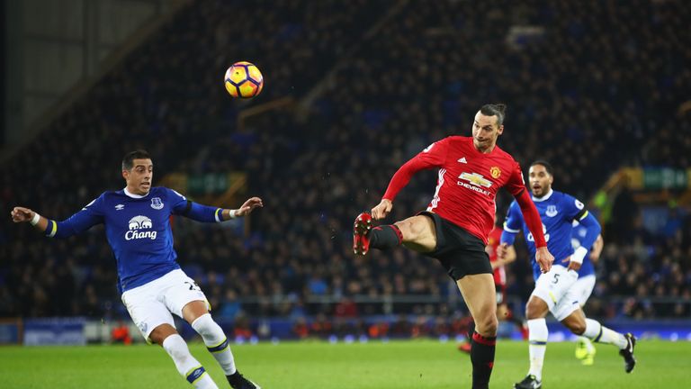 Zlatan Ibrahimovic lobs the ball in for United's opener