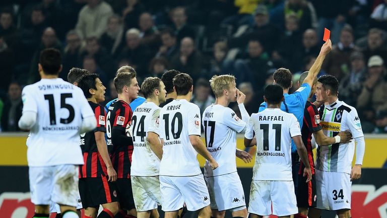 Granit Xhaka is sent off against Eintracht Frankfurt