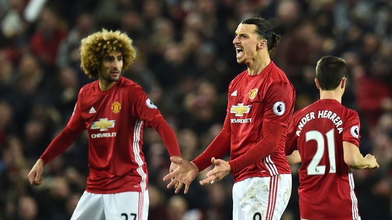 Zlatan Ibrahimovic (right) and Man Utd have not lost in the Premier League since going down 4-0 at Chelsea in October