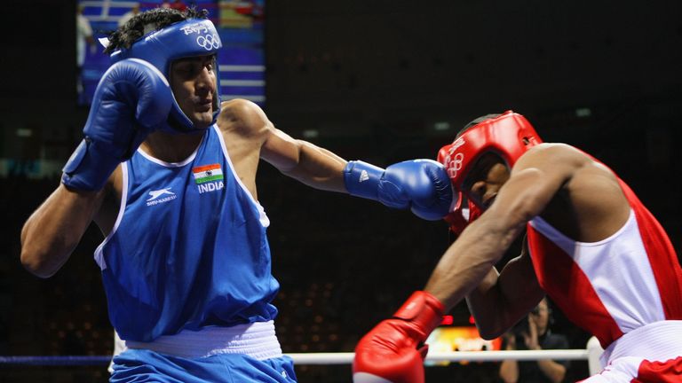 Gambia's Badou Jack (red) lost to India's Vijender Singh in the 2008 Olympics