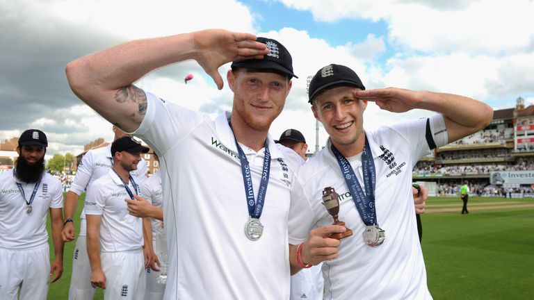Ben Stokes (L) says he always believed Joe Root would be captain