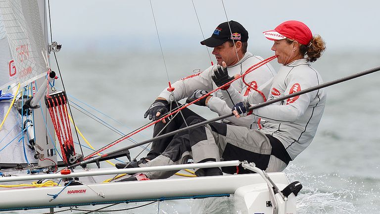 Brouwer in action with Belgium's Darren Bundock in the Viper class at a Sailing World Cup event