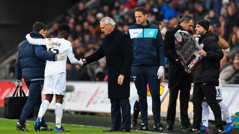 Nathan Dyer was replaced after just four minutes with a non-contact injury