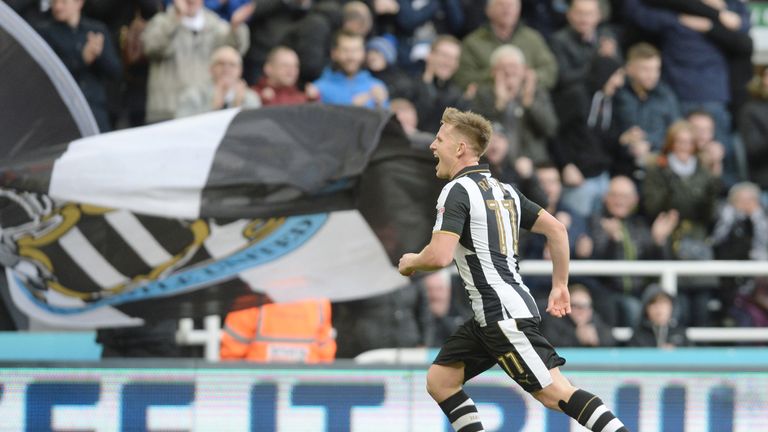 Newcastle United's Matt Ritchie celebrates after scoring 