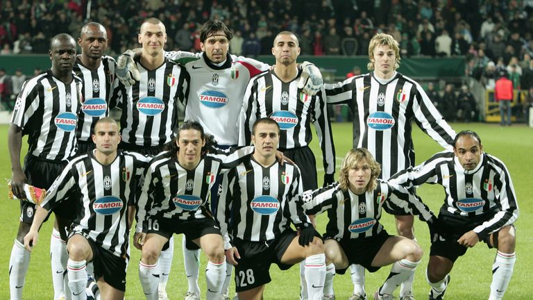 Thuram, Ibrahimovic, Nedved and Cannavaro playing for Juventus in 2006
