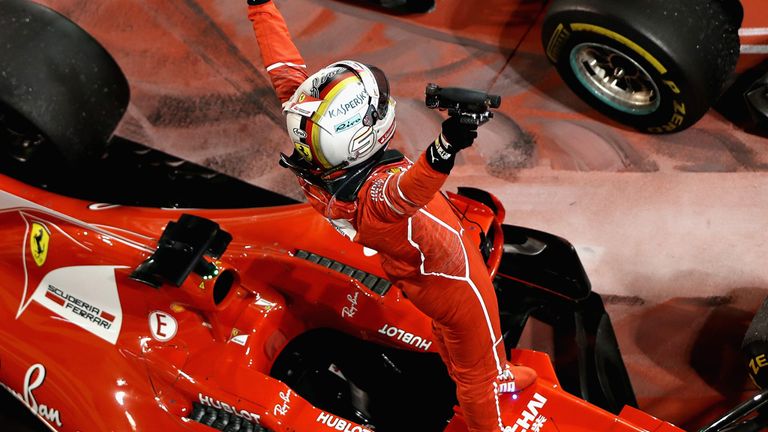 Image result for Vettel beats penalised Hamilton to victory