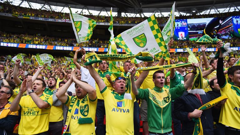 Norwich City fans celebrate beating Middlesbrough in the 2015 final