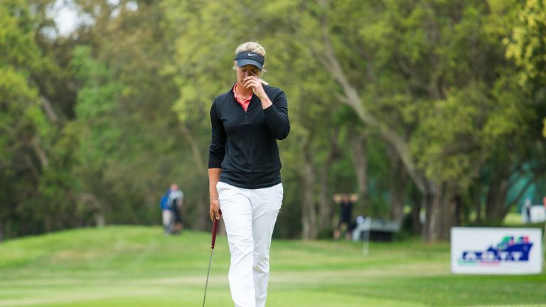 Suzann Pettersen cannot believe she left her birdie putt short on the final green