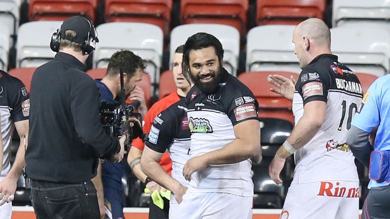 Ah Van celebrates scoring the match-winning try