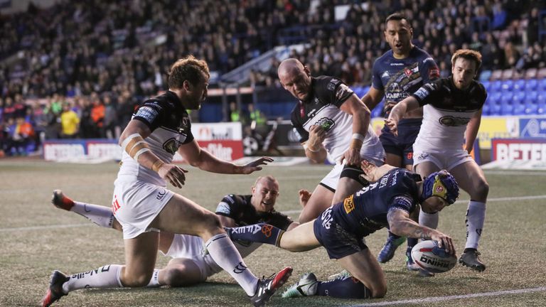 Theo Fages crosses for St Helens' first try of the match