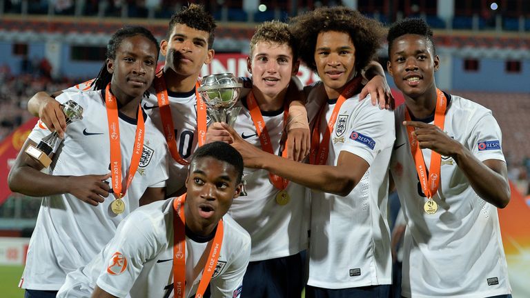 England players celebrate winning the 2014 European Under-17 Championships