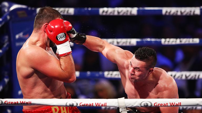 Joseph Parker (right) retained his title against Razvan Cojanu last weekend