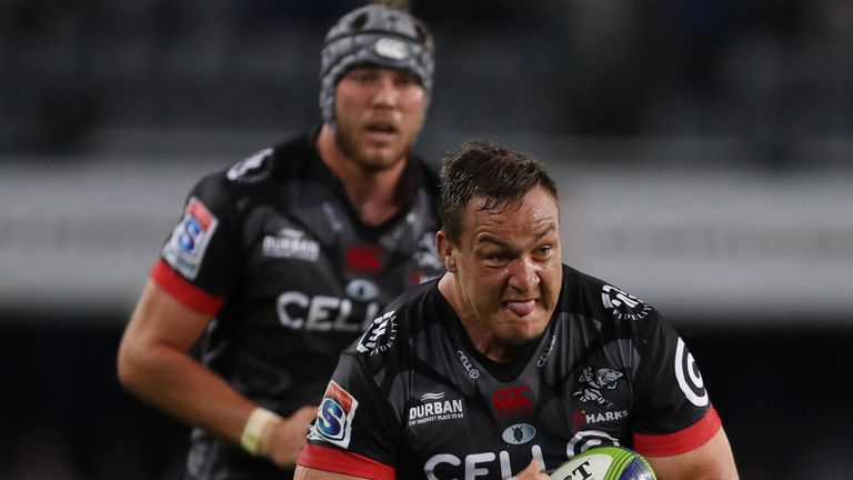 Coenie Oosthuizen carries for the Sharks