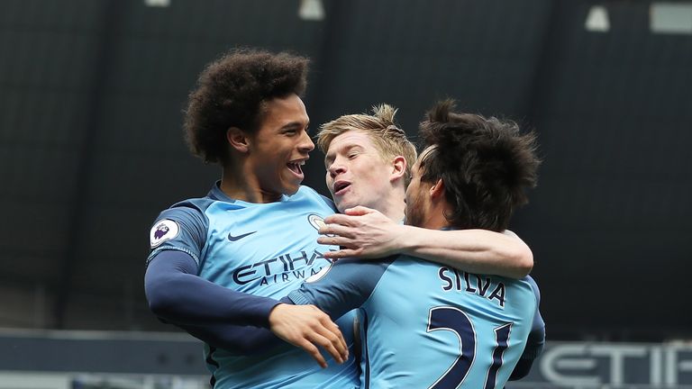 Kevin De Bruyne (centre) is relishing Sunday's clash with Arsenal