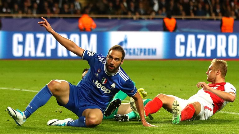 Gonzalo Higuain struck twice in the first leg against Monaco