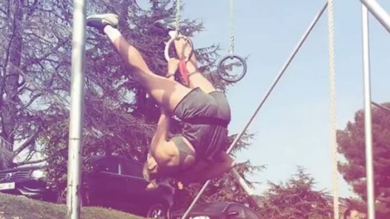 Unusual training techniques in Spain for Holly Bradshaw (Instagram @hollypv)
