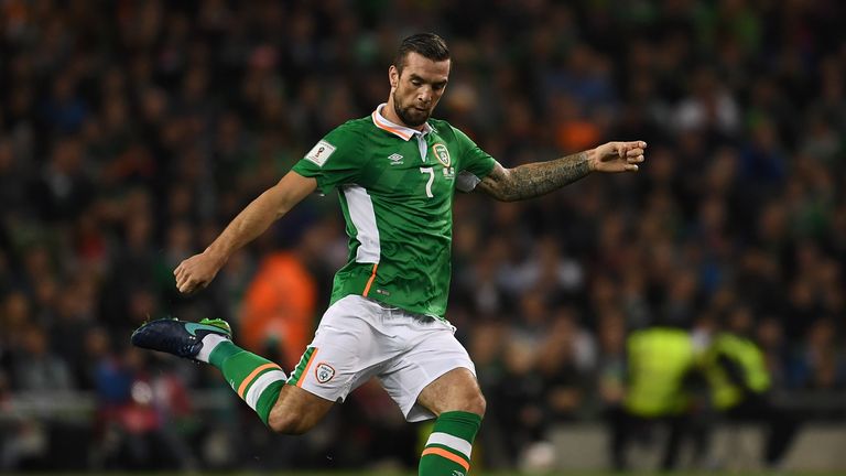 Shane Duffy of Ireland in action against Georgia