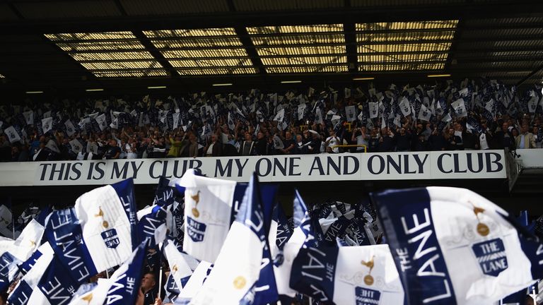 Tottenham Hotspur fans wave flags prior to the final match at White Hart Lane