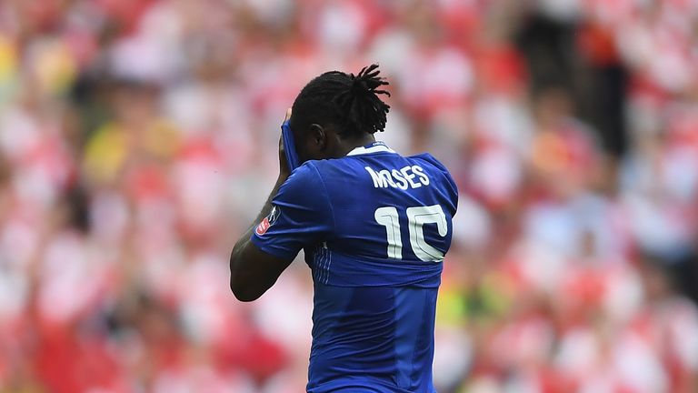 Moses was dismissed when Chelsea were trailing 1-0 to Arsenal