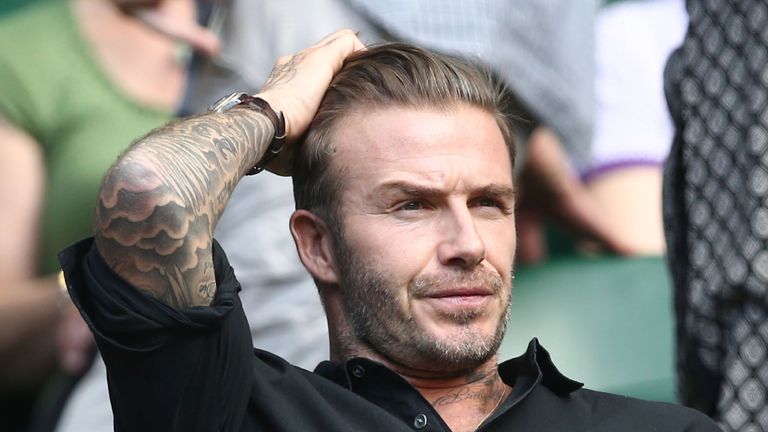 David Beckham was called out to try the new 'white wall challenge' by Marcelo