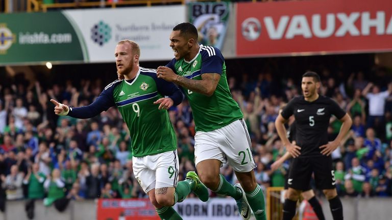 Boyce (L) also scored for Northern Ireland against New Zealand in a recent friendly