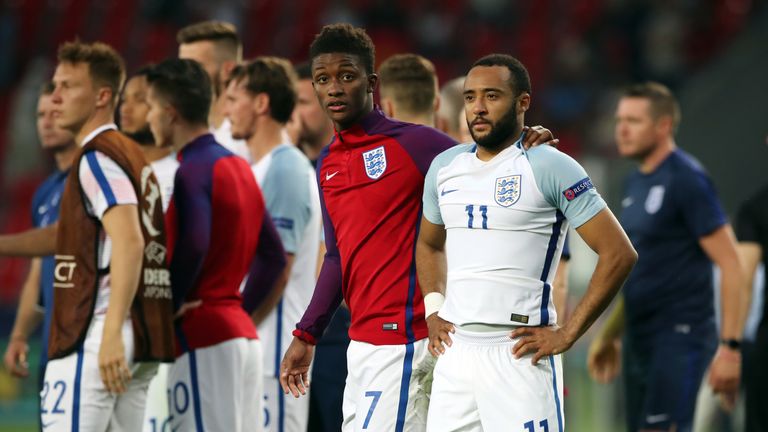 Nathan Redmond looks dejected after his missed penalty meant England were knocked out of the U21 Euros