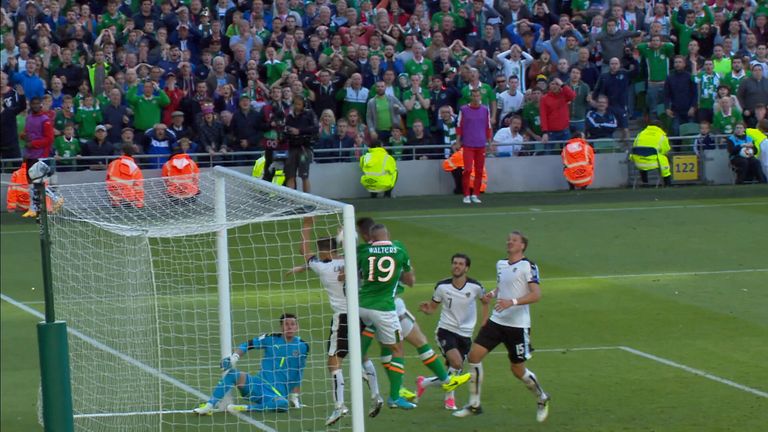 Duffy thought he had put the Republic ahead, only to see the goal ruled out