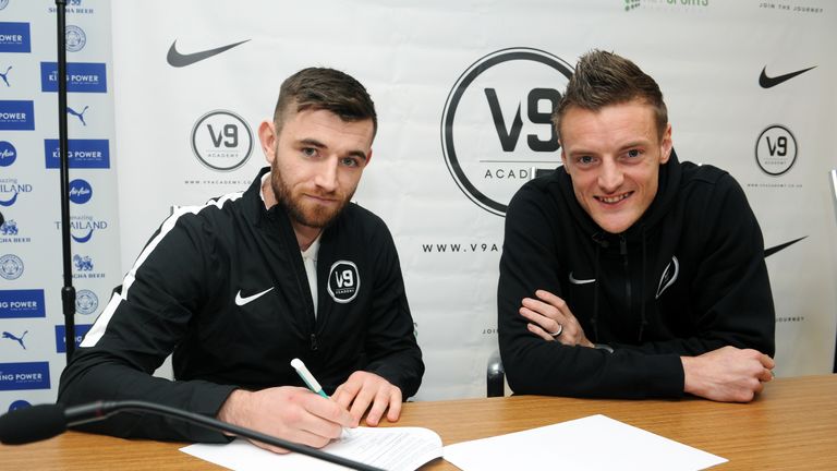 Danny Newton (left) signed to participate in Jamie Vardy's V9 Academy in November last year