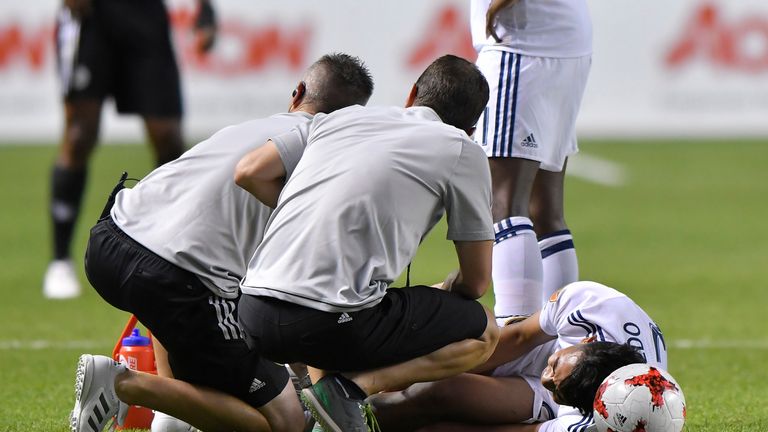 Valencia later took out Saucedo, with the Real Salt Lake player leaving Rio Tinto Stadium on crutches as a result