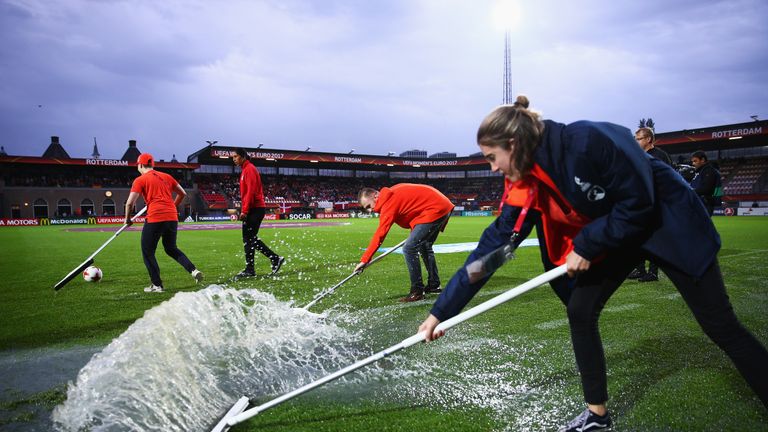 Germany v Denmark quarter-final postponed after heavy rain