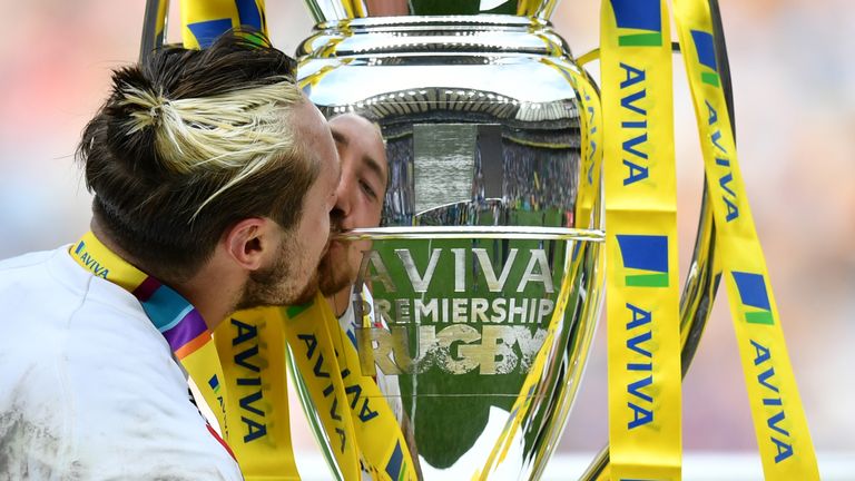 Jack Nowell celebrates Exeter's Aviva Premiership win last season