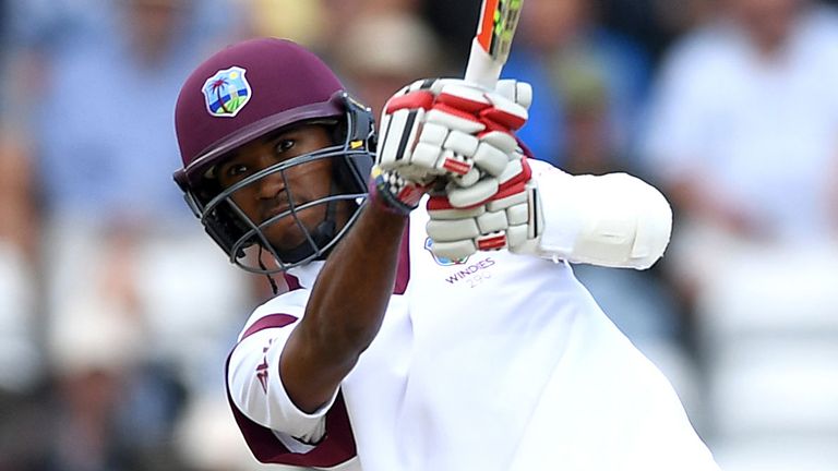 Kraigg Brathwaite strikes Moeen Ali for six