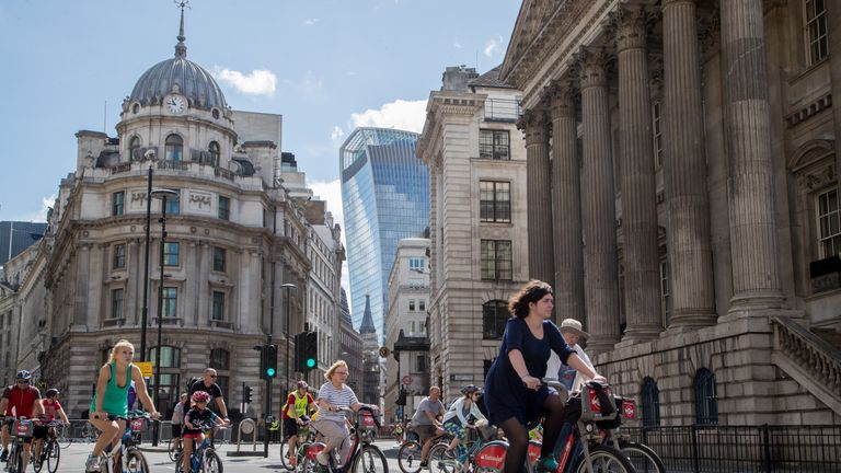Riders cycle through closed central London roads