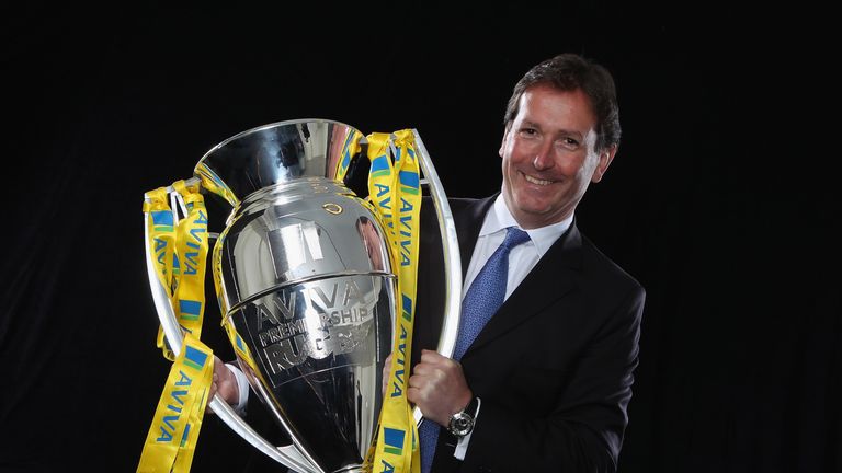 Mark McCafferty with the Premiership Rugby trophy