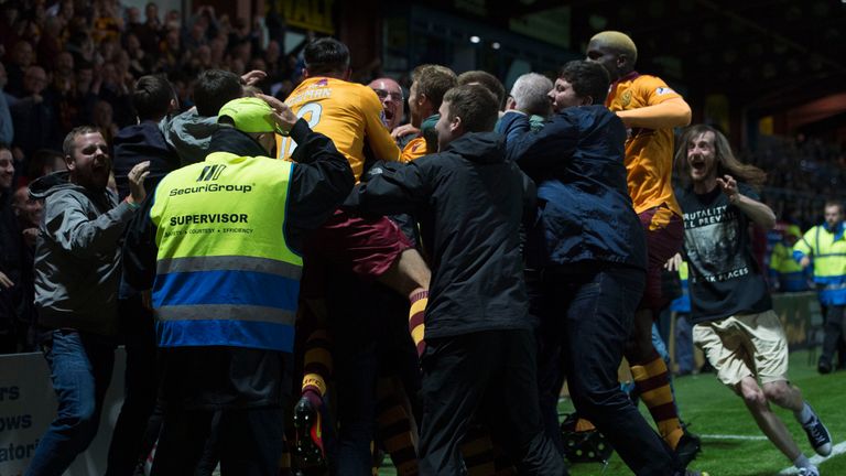 Joy unconfined in Dingwall as Motherwell players - and fans - celebrate Ross MacLean's winner