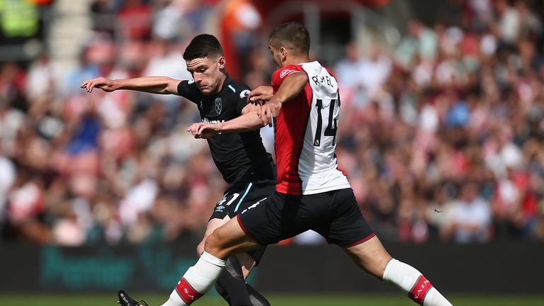 Declan Rice has made eight appearances for West Ham's first team this season