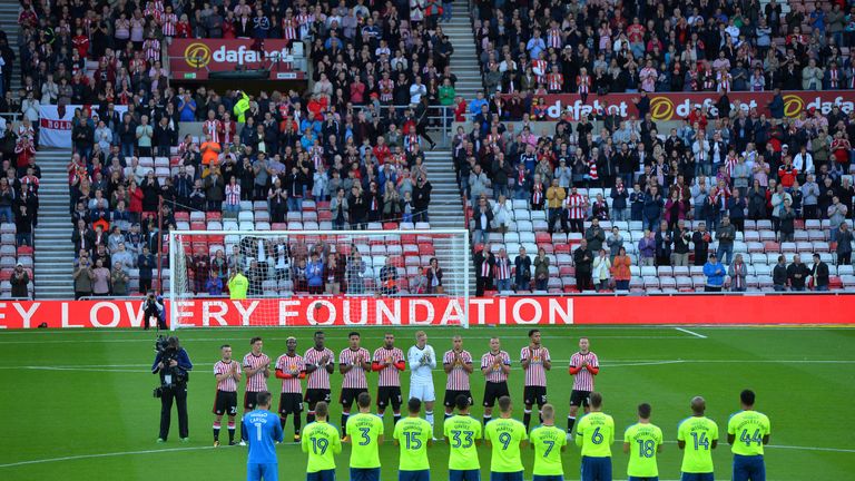 Both sets of teams and supporters paid tribute to Bradley Lowery before kick-off