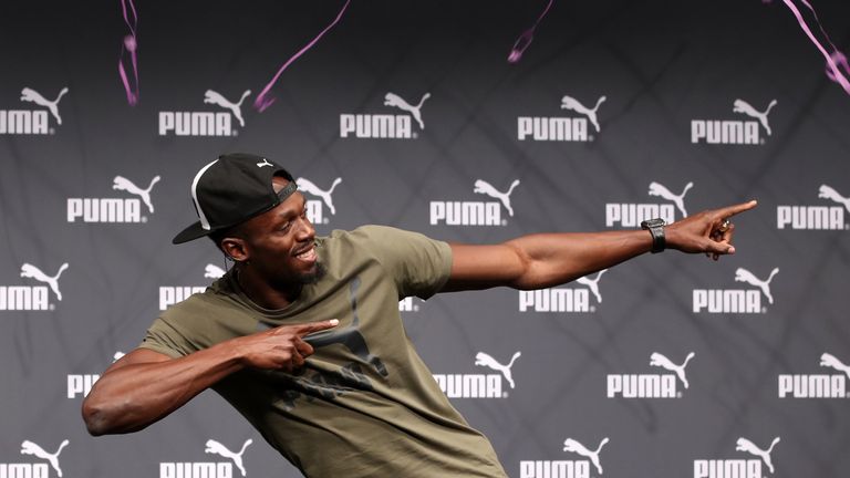 Usain Bolt during a press conference to preview the IAAF World Championships