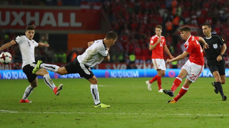 Woodburn scores the winning goal against Austria