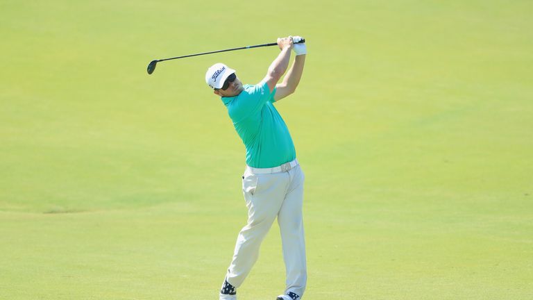 George Coetzee eagled the 17th in Vilamoura to move into second place