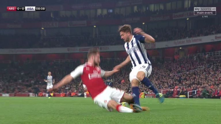 Rodriguez was brought down by Mustafi in the first half, but no penalty was awarded