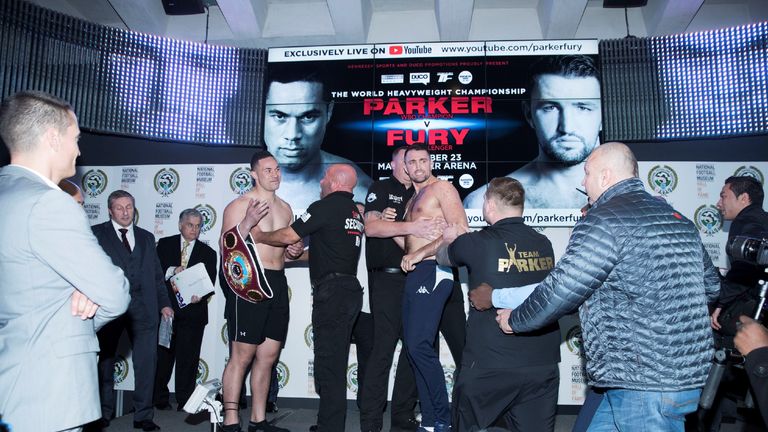 Security separated the two fighters (Pic by photosport.nz)