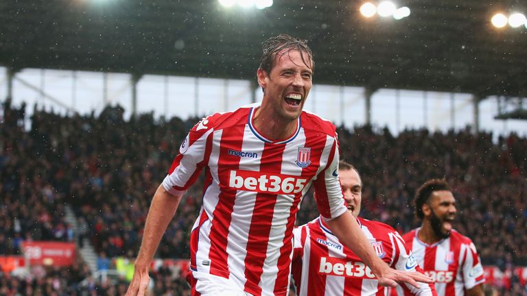 Peter Crouch celebrates his late winner against Southampton