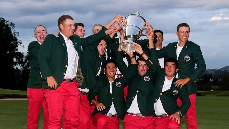 Team USA pose with the 2017 Walker Cup after beating Great Britain and Ireland 19-7