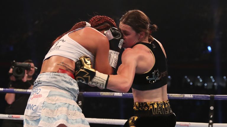 Katie Taylor lands a precise left hook to the body