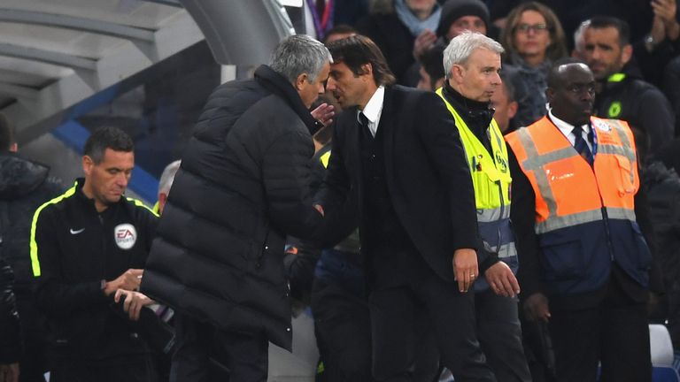 Mourinho was unimpressed by Conte's celebrations in Chelsea's 4-0 win over Man Utd